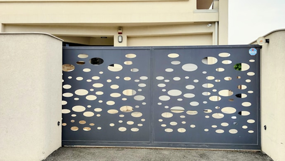 Custom laser-cut metal privacy gate