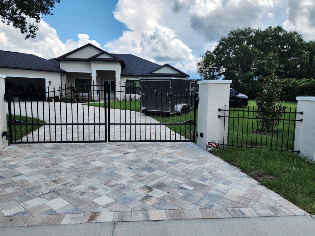 Modern Home Dual Swing Gate installed by KSM Gates in the Tampa Bay area